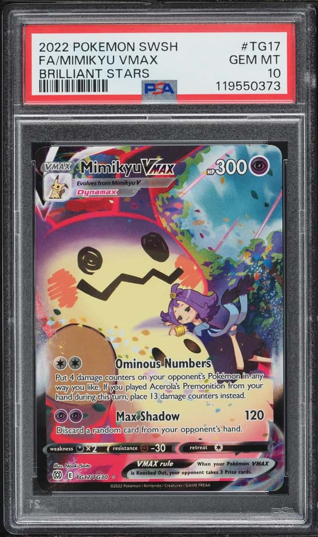 2022 Pokemon Sword & Shield Brilliant Stars CHR Mimikyu VMAX #TG17 PSA 10 GEM MINT