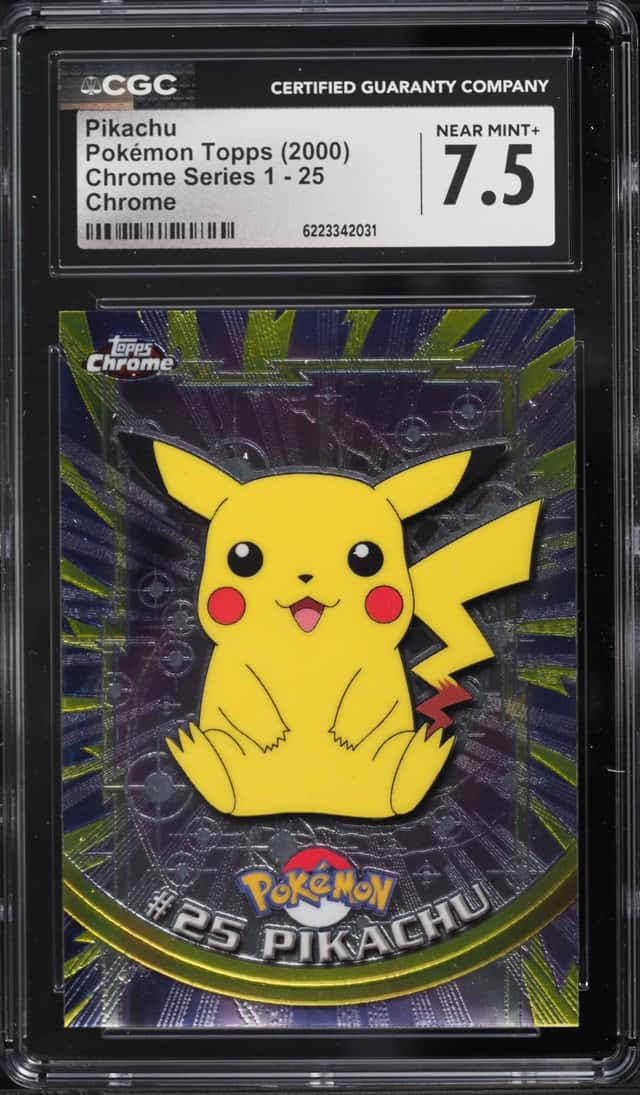 2000 Topps Chrome Pokemon Series 1 Pikachu #25 CGC 7.5 NRMT+