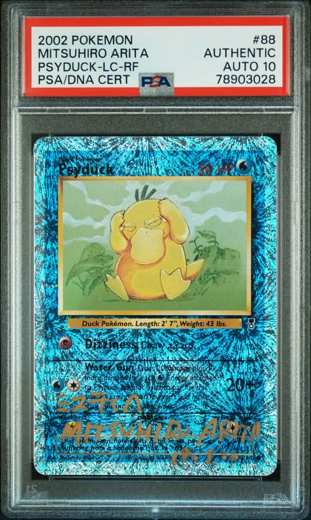2002 Pokemon Legendary Collection Reverse Holo Psyduck Mitsuhiro Arita AUTO DNA 10 #88 PSA AUTH