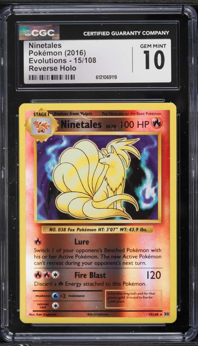 2016 Pokemon XY Evolutions Reverse Holo Ninetales #15 CGC 10 GEM MINT