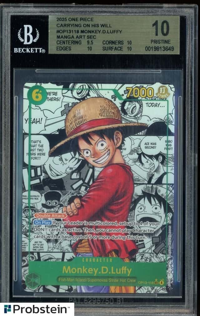 2025 One Piece EN Carrying on His Will #OP13118 Monkey D. Luffy Manga Art BGS 10