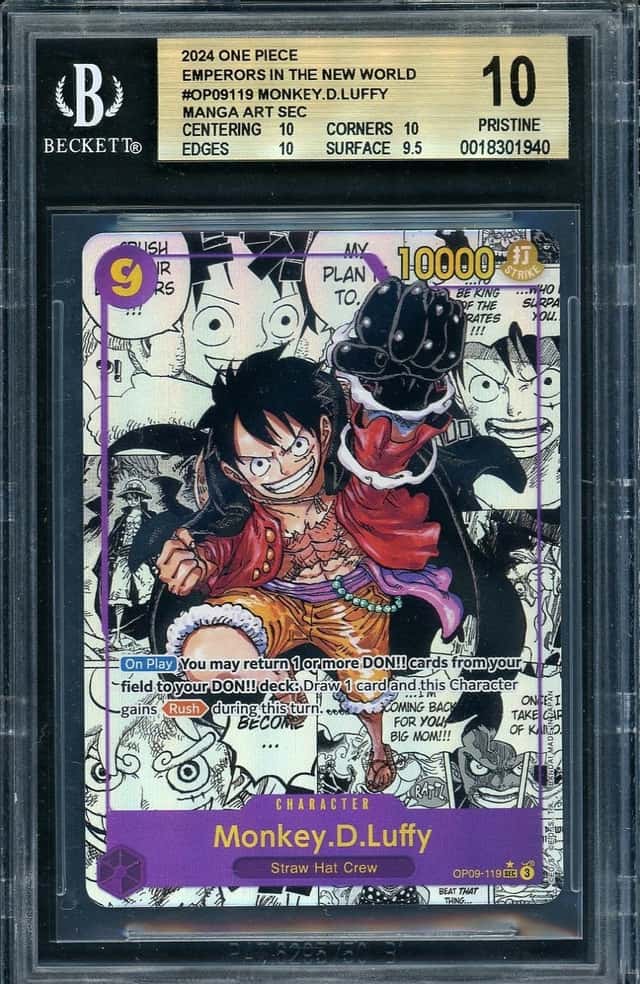 2024 One Piece Emperors in the New World Monkey.D.Luffy Manga Art Sec R BGS 10