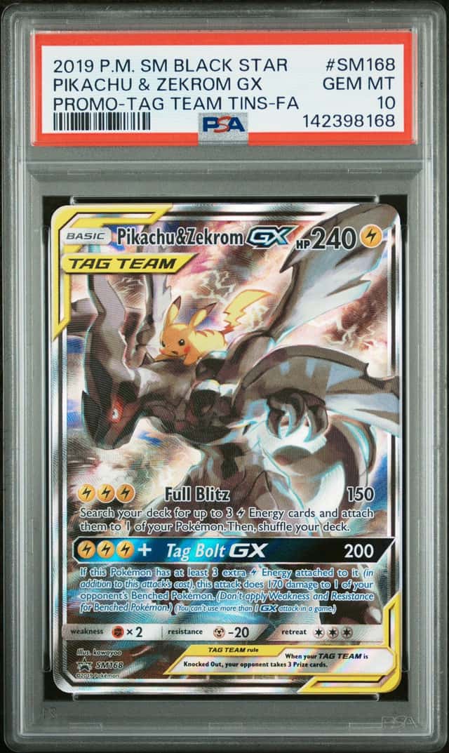 2019 Pokemon Sun and Moon Black Star Promo Tag Team Tins Pikachu/Zekrom Gx #SM168