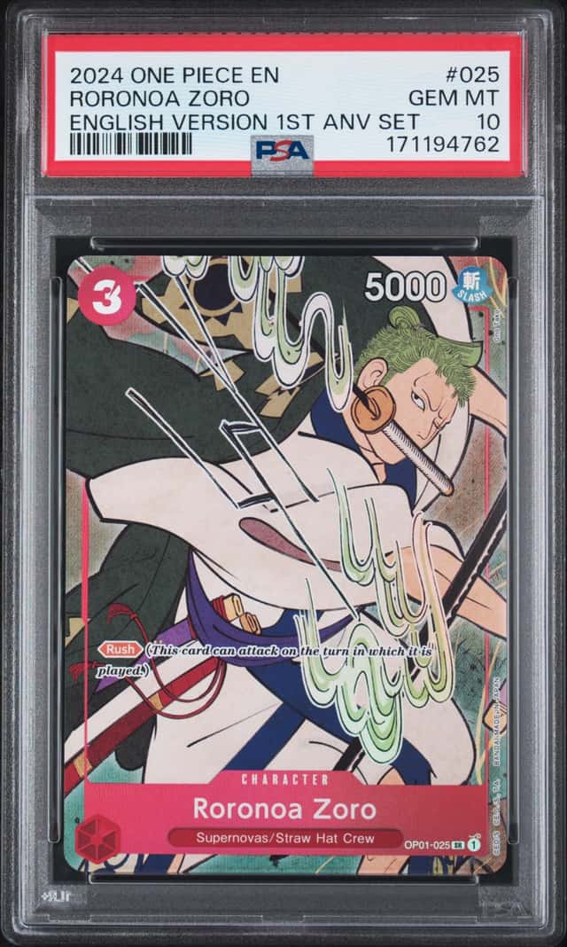 2024 ONE PIECE RORONOA ZORO EN VER 1ST ANNIVERSARY SET #025 PSA 10