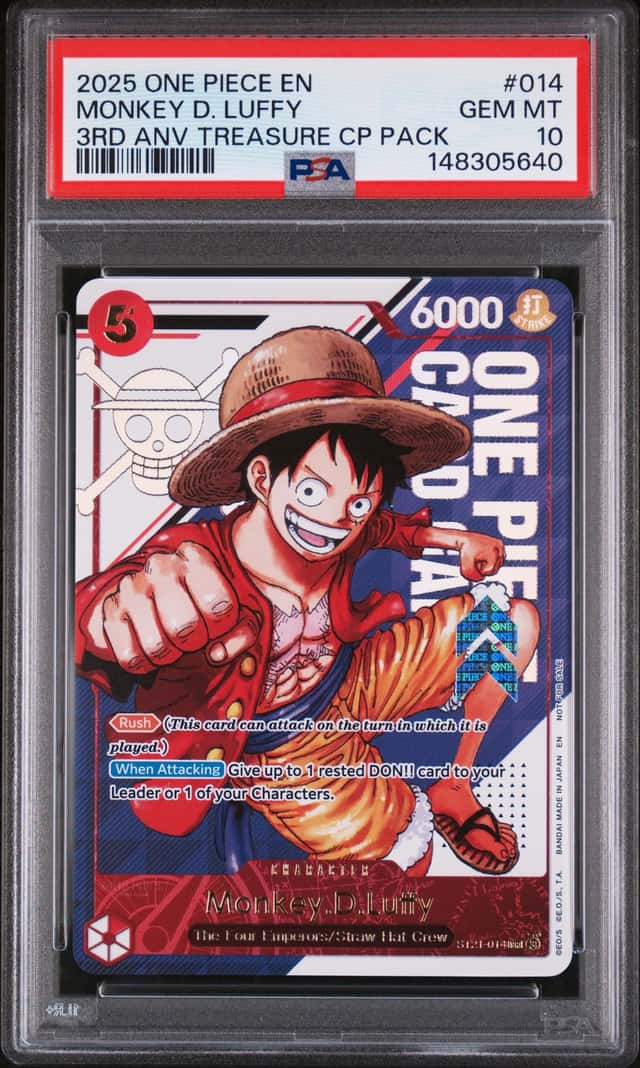 2025 One Piece 3rd Anniversary Treasure Cup Monkey D Luffy #ST21-014 PSA 10