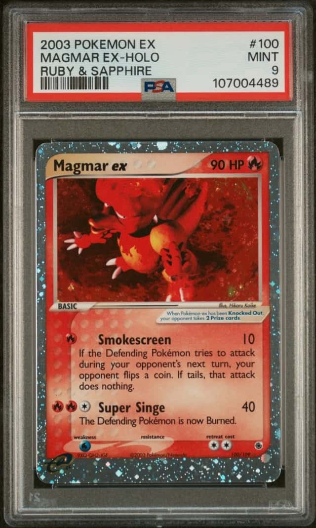 POKEMON MAGMAR EX-HOLO 2003 EX RUBY & SAPPHIRE #100 PSA 9