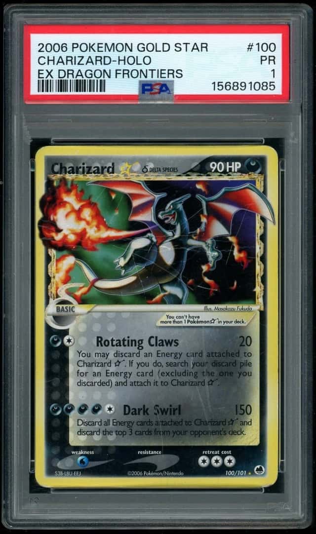 POKEMON CHARIZARD GOLD STAR 2006 EX DRAGON FRONTIERS #100 HOLO PSA 1