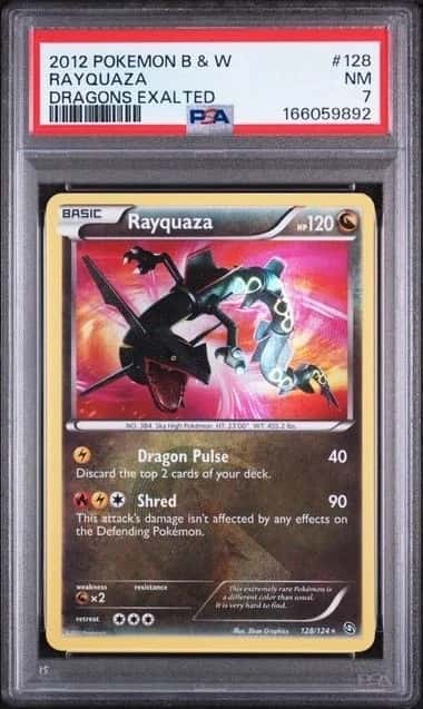 POKEMON RAYQUAZA 2012 BLACK & WHITE DRAGONS EXALTED #128 PSA 7