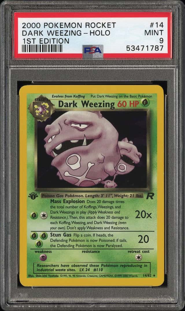 The Pokémon Company Dark Weezing Team Rocket 1st Ed Holo Eng 14/82 PSA 9