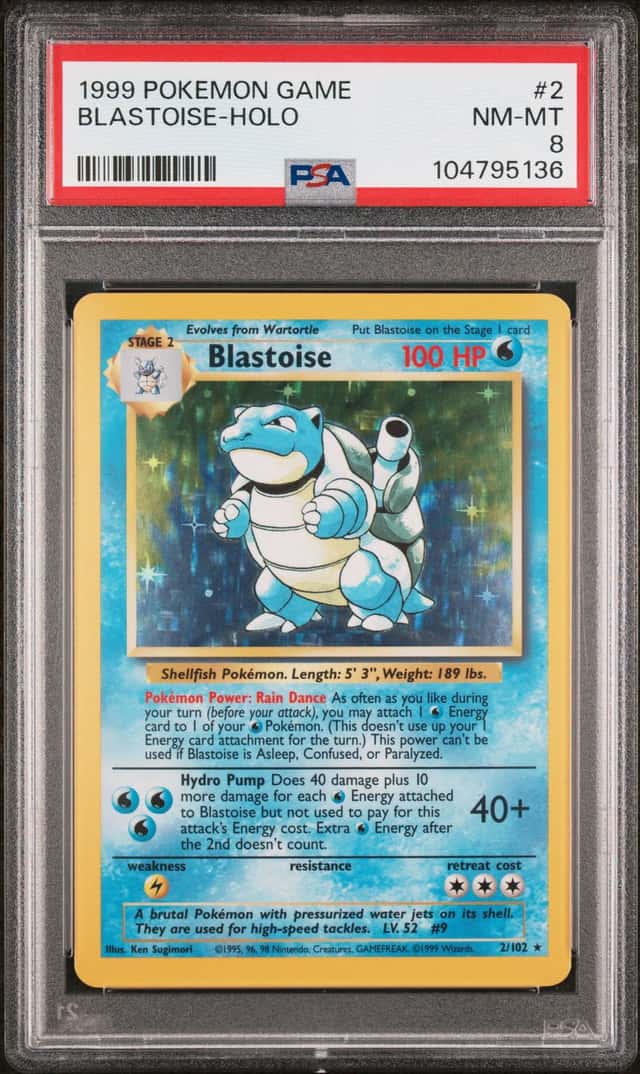 1999 POKEMON GAME #2 BLASTOISE-HOLO PSA 8