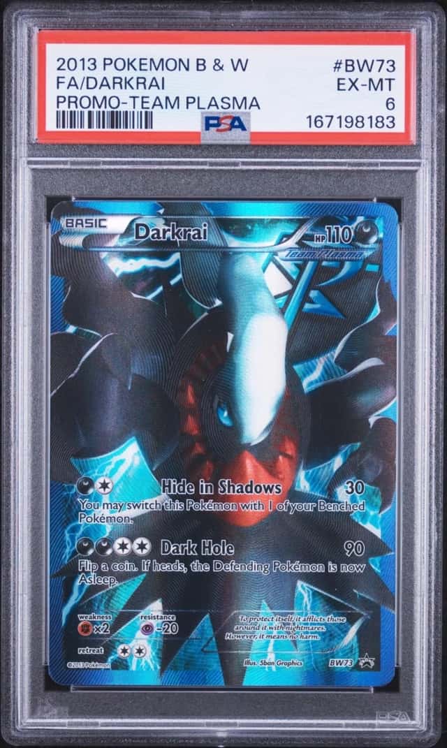 2013 POKEMON BLACK & WHITE PROMO TEAM PLASMA #BW73 FULL ART/DARKRAI PSA 6