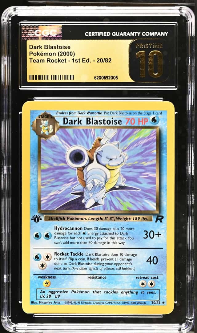 2000 Pokemon Team Rocket 1st Edition #20/82 Dark Blastoise CGC 10 PRISTINE