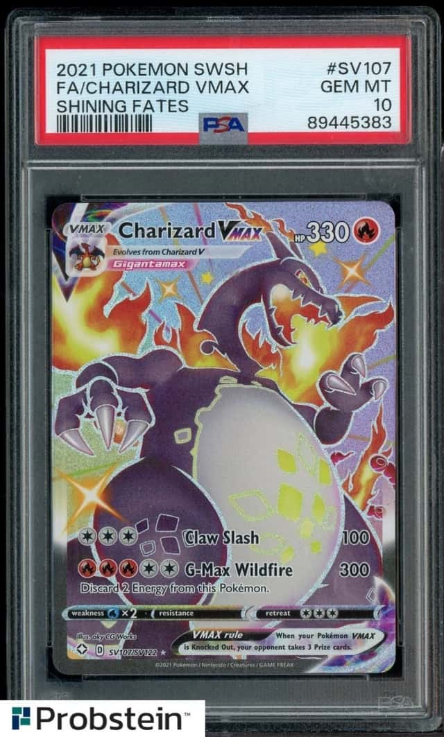2021 POKEMON SWORD & SHIELD SHINING FATES #SV107 FA/CHARIZARD VMAX PSA 10