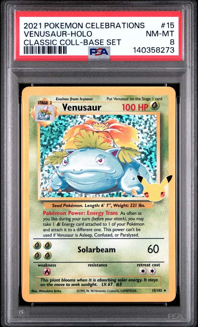 Pokemon Venusaur 15/102 1999 Base Set Holo Rare English PSA 8