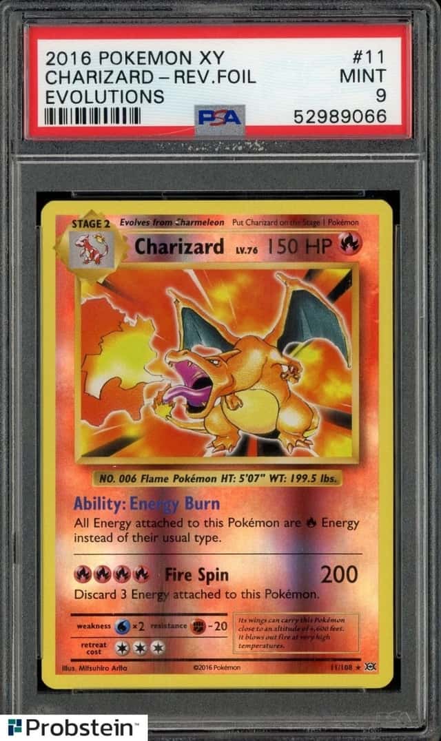 2016 POKEMON XY EVOLUTIONS #11 CHARIZARD-REVERSE HOLO FOIL PSA 9