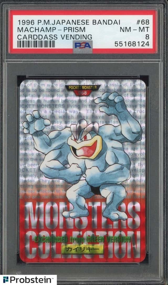 1996 POKEMON JAPANESE BANDAI CARDDASS VENDING #68 MACHAMP-PRISM PSA 8