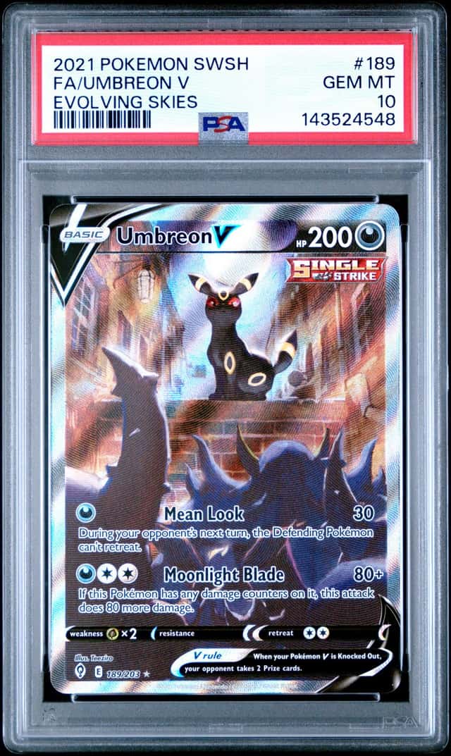 UMBREON V 2021 POKEMON EVOLVING SKIES 189/203 FULL ART PSA 10 Q3963-7