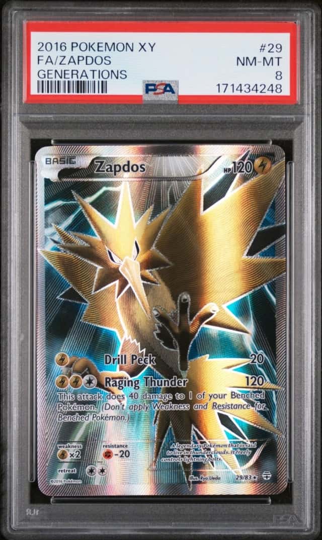 2016 POKEMON XY GENERATIONS #29 FULL ART/ZAPDOS PSA 8