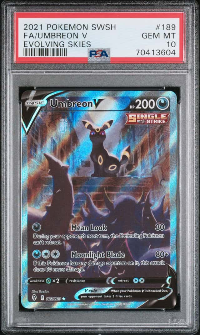 UMBREON V 2021 POKEMON EVOLVING SKIES 189/203 FULL ART PSA 10 Q3963-7