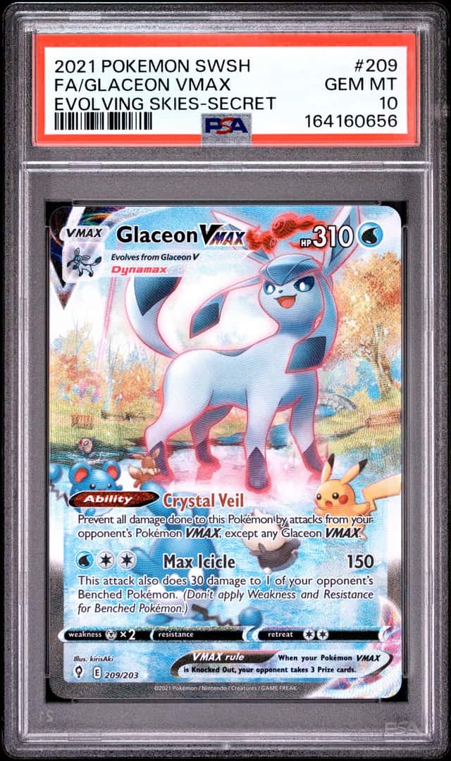 Pokemon 2021 Glaceon VMAX 209/203 Alt Art SR Evolving Skies GEM MINT PSA 10