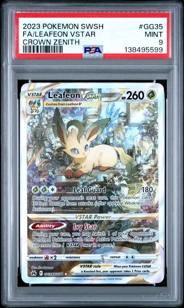 Pokemon Cards PSA 9 MINT Leafeon Vstar Crown Zenith SWSH 2023 Full Art GG35/GG70