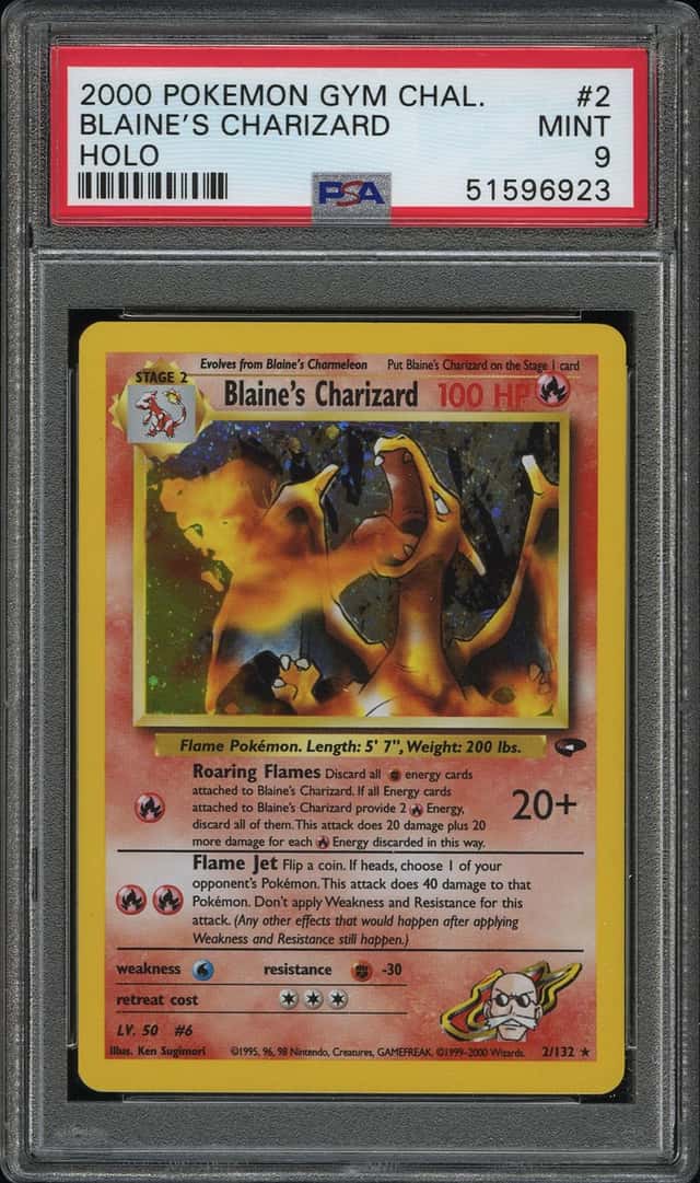 2000 POKEMON GYM CHALLENGE #2 BLAINE'S CHARIZARD HOLO PSA 9 MINT