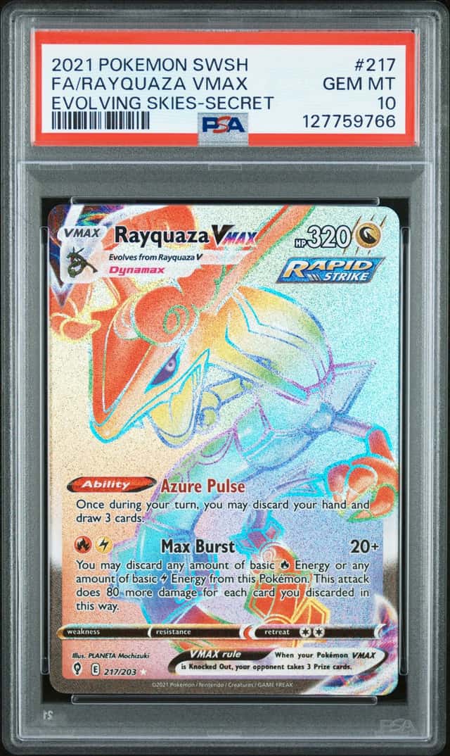 RAYQUAZA VMAX 2021 POKEMON EVOLVING SKIES 217/203 FULL ART PSA 10 Q3963-6