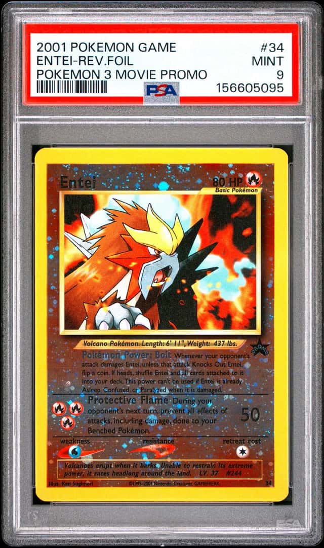 2001 POKEMON GAME MOVIE POKEMON 3 MOVIE PROMO #34 ENTEI-REVERSE FOIL PSA 9