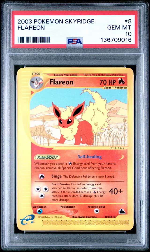 2003 Pokemon Skyridge Flareon #8/144 PSA 10 GEM MINT