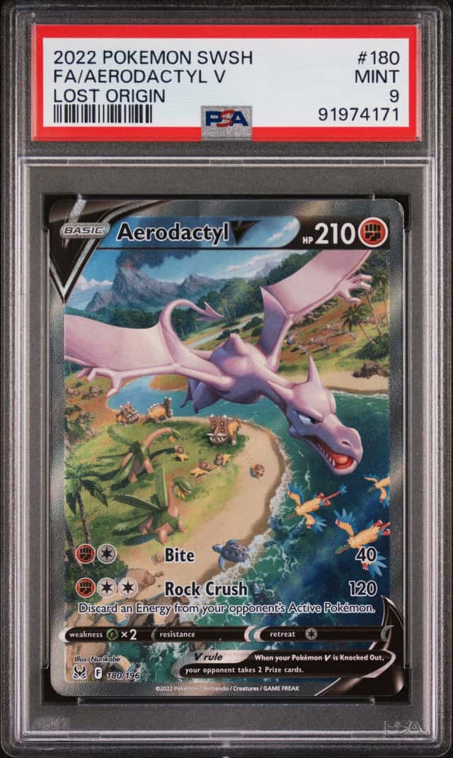 AERODACTYL V 2022 POKEMON LOST ORIGIN 180/196 FULL ART PSA 9 Q3963-6