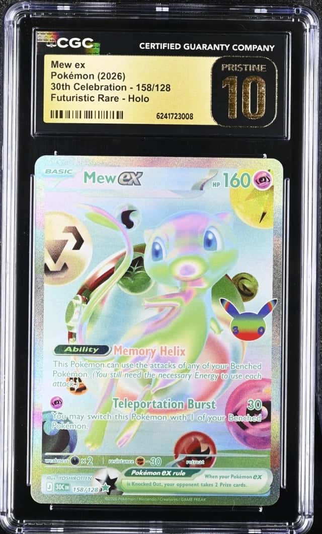CGC 10 Pristine  Mew ex 158/128 Futuristic Pokemon Celebrations 30th Anniversary