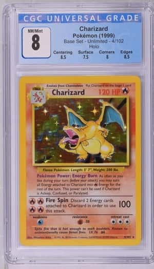 Charizard 1999 Pokemon Unlimited #4 Rare Holo CGC 8