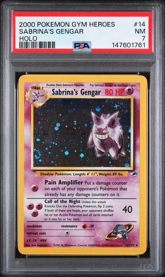 2000 Pokemon Gym Heroes Sabrina's Gengar Rare Holo #014/132 PSA 7