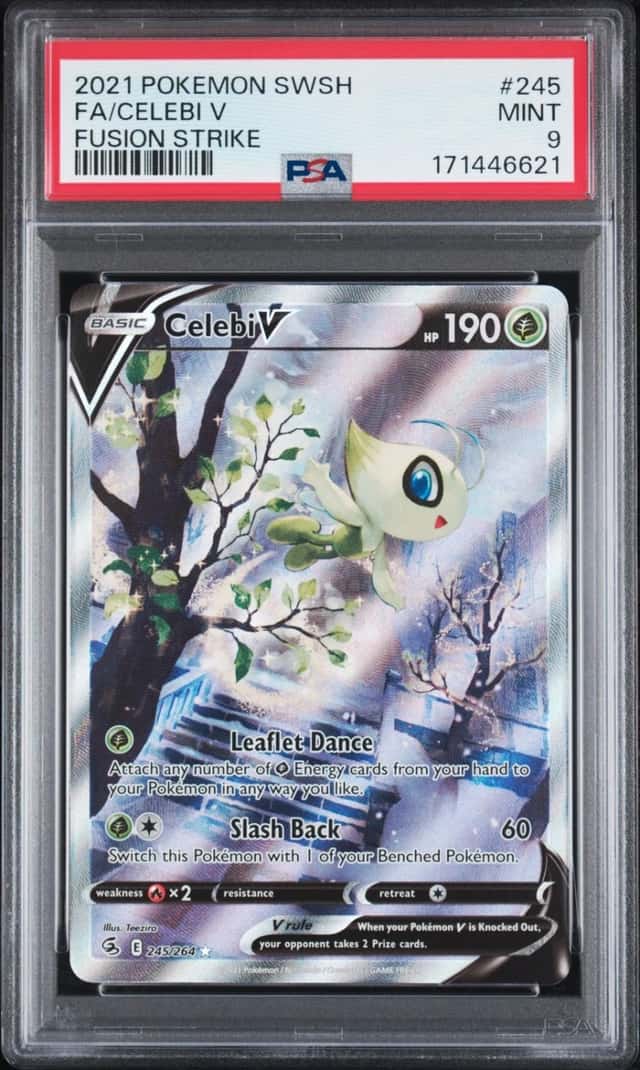 2021 POKEMON SWORD & SHIELD FUSION STRIKE #245 FULL ART/CELEBI V PSA 9