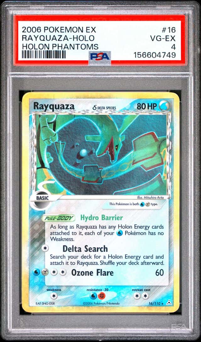2006 POKEMON EX HOLON PHANTOMS #16 RAYQUAZA-HOLO PSA 4