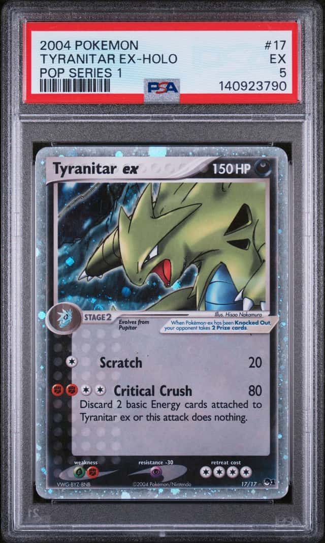 PSA 5 TYRANITAR EX HOLO 2004 POP SERIES 1 #17/17 Pokemon Vintage SWIRL 🌀