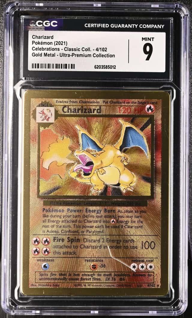Pokemon Charizard Celebrations 4/102 Gold Metal Ultra-Premium Coll. CGC 9 Mint