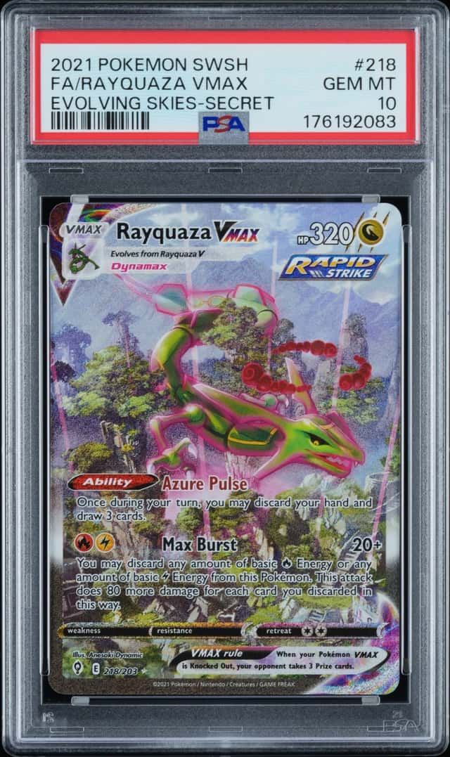 2021 Pokemon SWSH Evolving Skies Rayquaza VMAX #218/203 PSA 10 GEM MINT