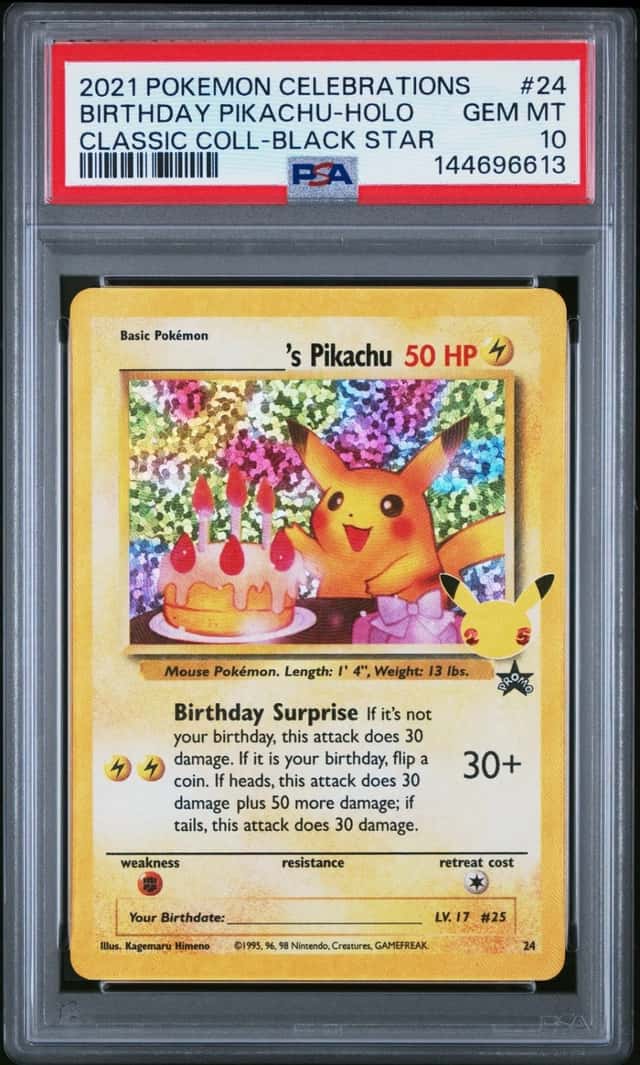 Birthday Pikachu Holo 24 Celebrations Classic Collection Pokemon PSA 10 *613
