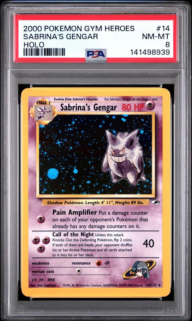 Wizards of the Coast 2000 Gym Heroes Sabrina's Gengar 14/132 Holo PSA 8 English