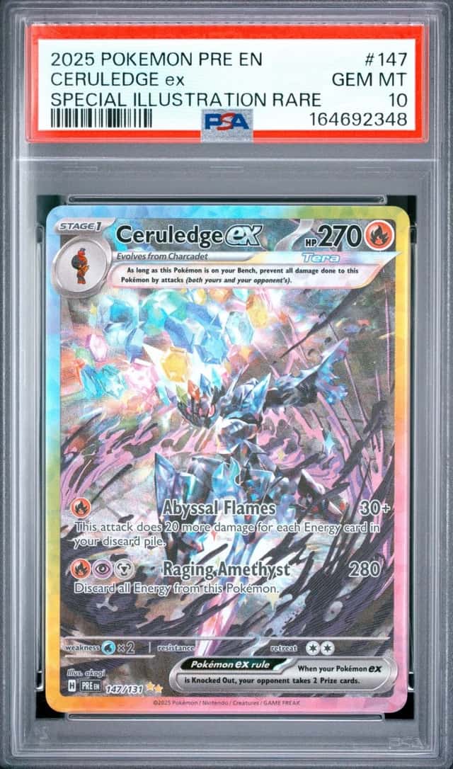 2025 POKEMON PRISMATIC EVOLUTIONS SPECIAL ILLUSTRATION RARE CERULEDGE EX PSA 10