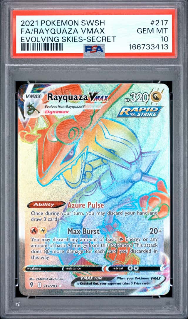 2021 POKEMON SWORD & SHIELD EVOLVING SKIES SECRET FULL ART/RAYQUAZA VMAX PSA 10