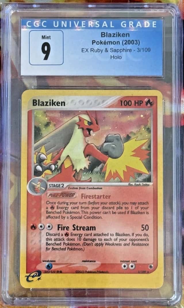 CGC 9 MINT Blaziken 3/109 EX Ruby & Sapphire Holo Pokemon 2003 Blue Label