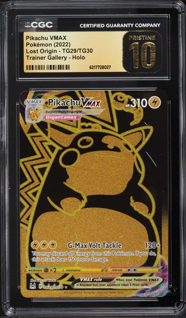 2022 Pokemon Sword & Shield Lost Origin Gold Rare Pikachu VMAX #TG29 CGC 10 PRISTINE