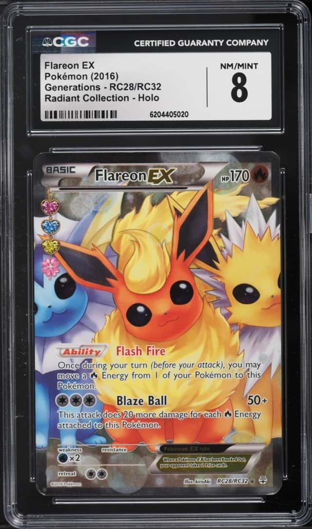 2016 Pokemon XY Generations Radiant Collection Full Art Flareon EX #RC28 CGC 8 NM-MT