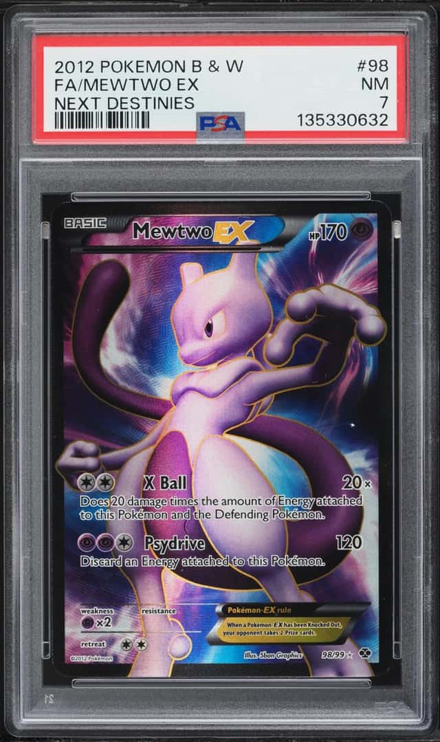 2012 Pokemon Black & White Next Destinies Full Art Mewtwo EX #98 PSA 7 NRMT
