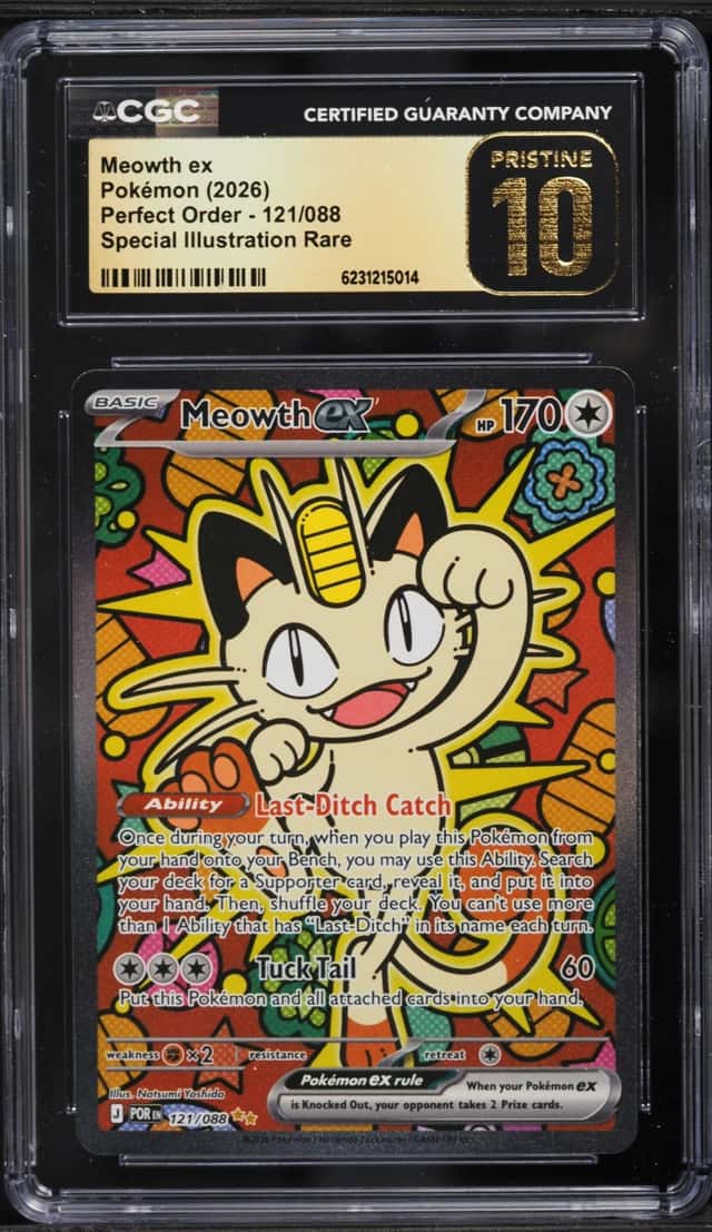 2026 Pokemon Mega Evolution Perfect Order SIR Meowth Ex #121 CGC 10 PRISTINE