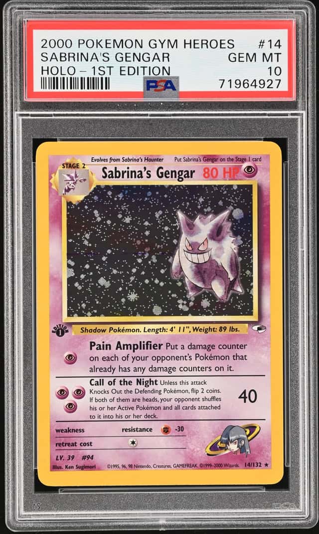 2000 Pokemon Gym Heroes 1st Edition Holo Sabrina's Gengar #14