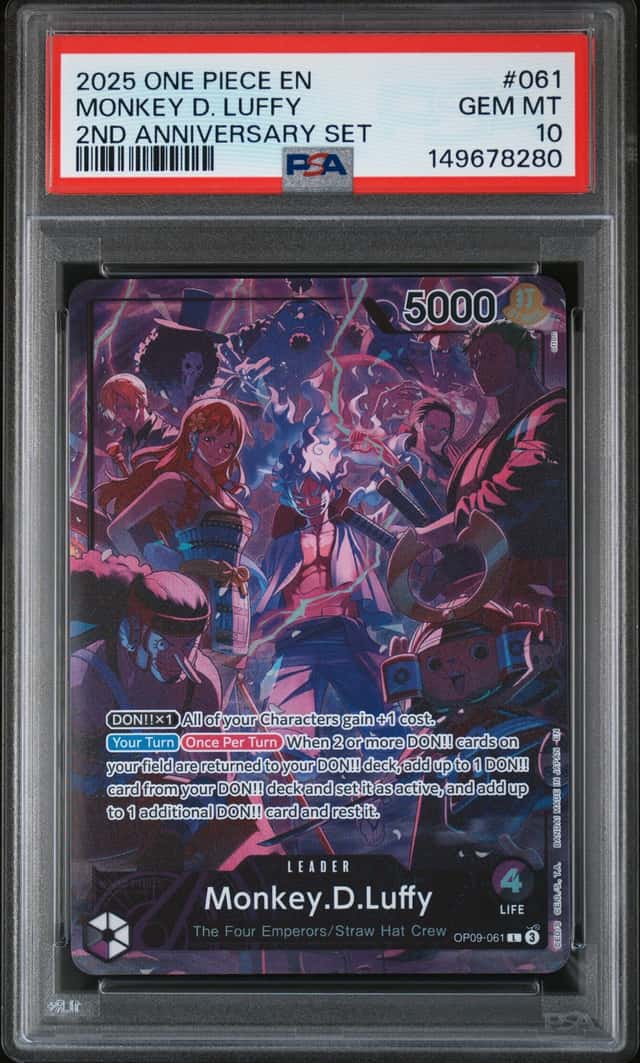 One Piece Card Game Monkey D Luffy OP09-061 2nd Anniversary Set PSA10