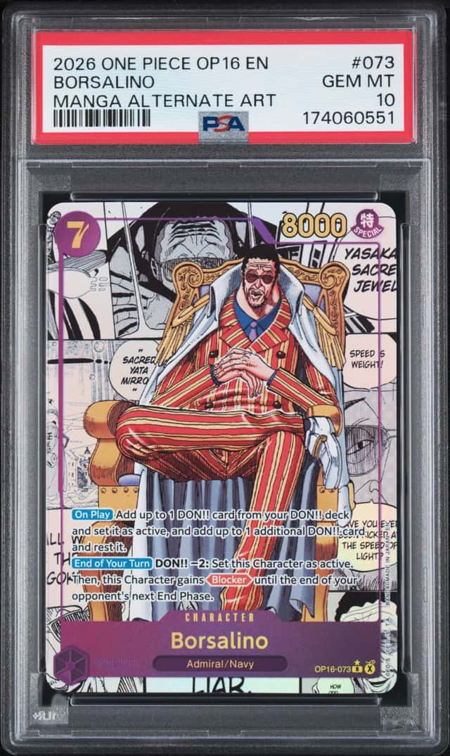 2026 One Piece The Time of Battle Borsalino Manga Art SSP #OP16-073 PSA 10